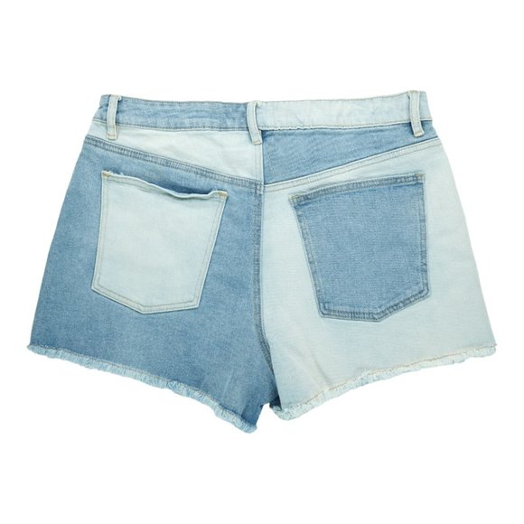 Madden NYC Patchwork High Rise Denim Shorts Women Jr Size 13 Y2K Raw Hem Stretch - Picture 2 of 3